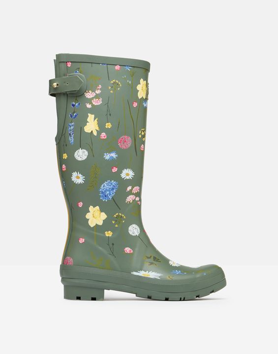 Joules green cheap floral wellies