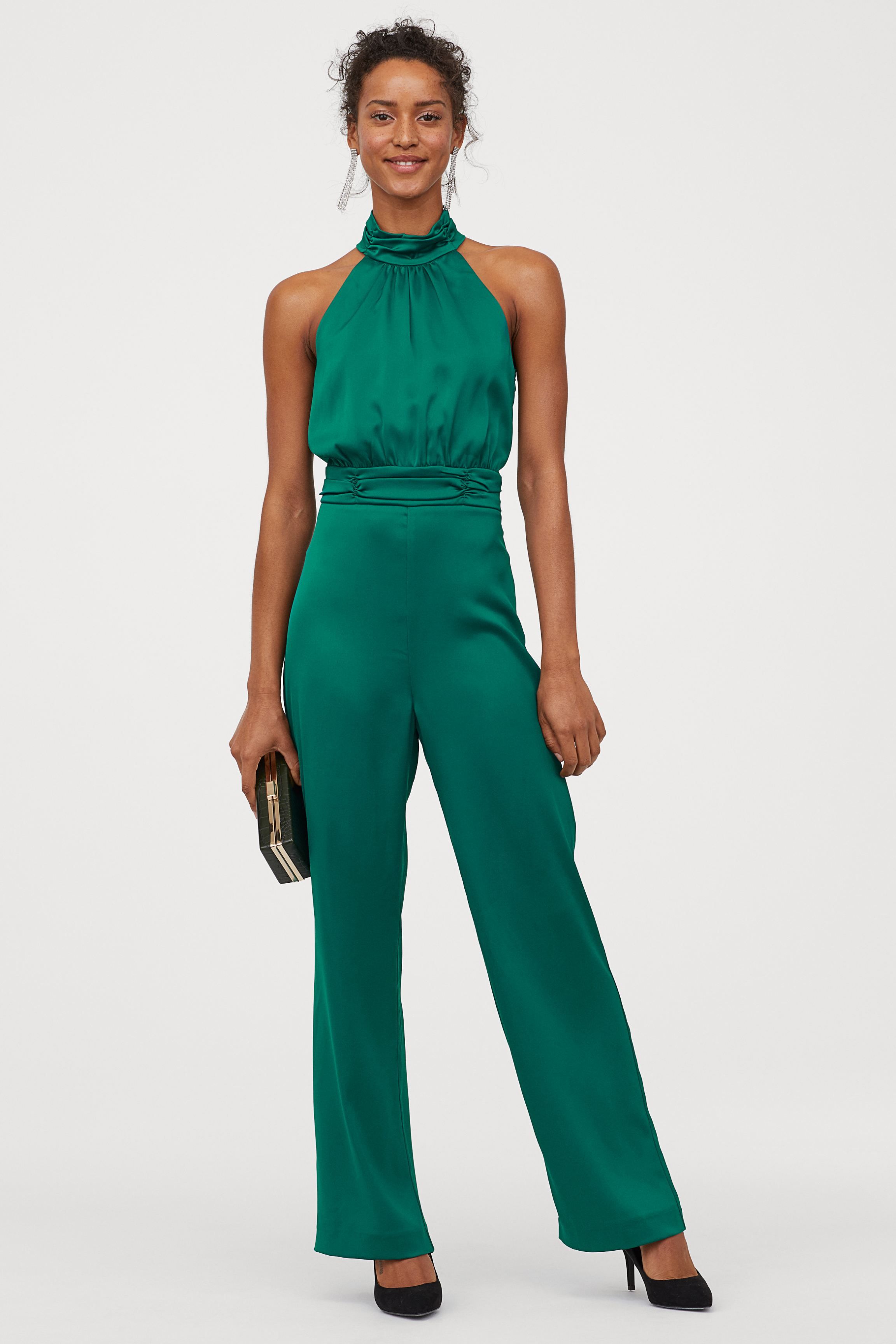 emerald green jumpsuit h&m