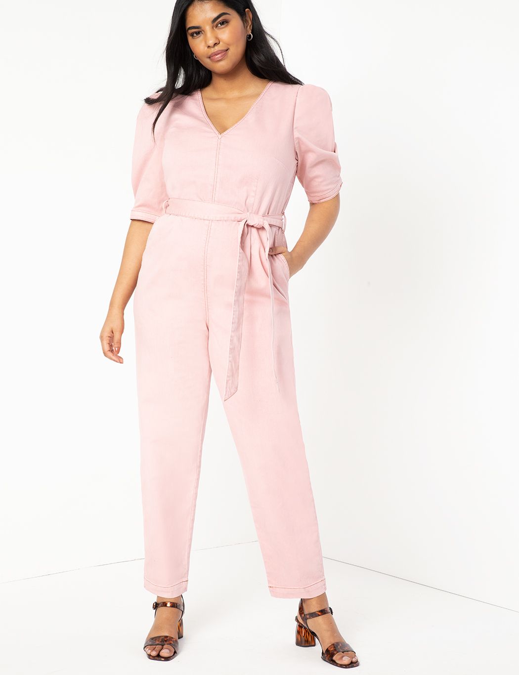 pink jumpsuit wedding guest