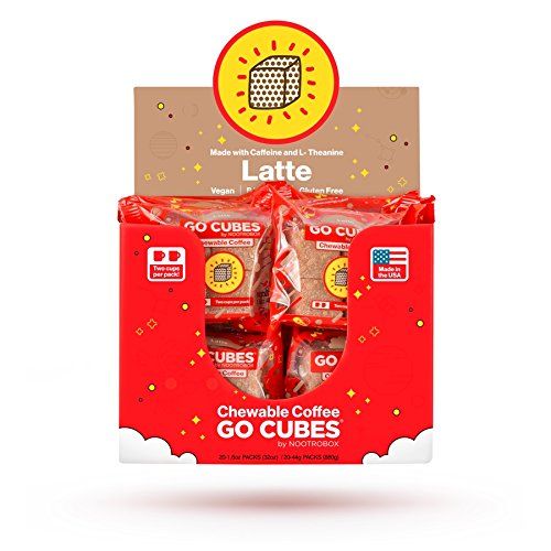 GO CUBES Energy Chews, Latte Coffee Flavored, 4Count energy chews (20 Pack)