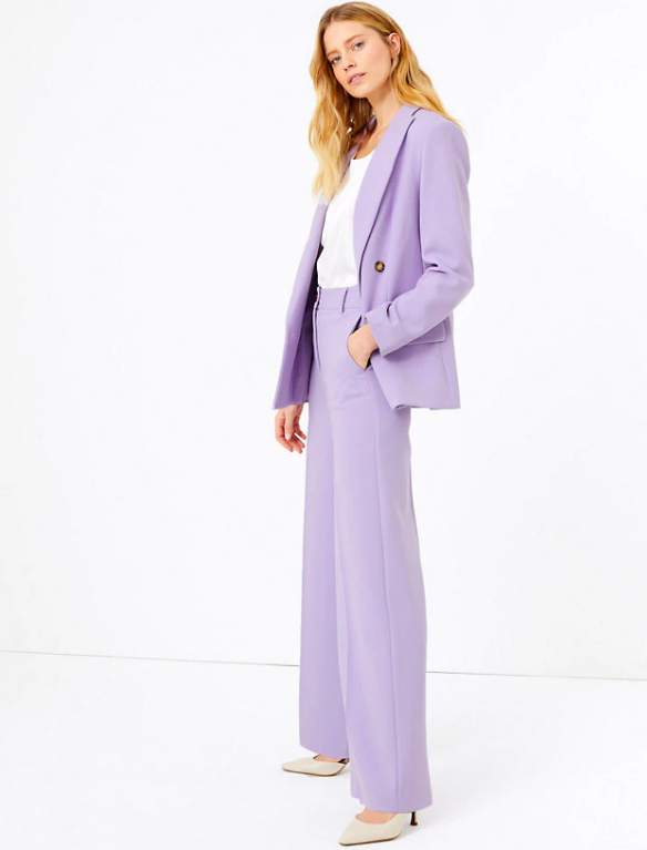 Plunge Blazer  Flared Trouser Suit Set