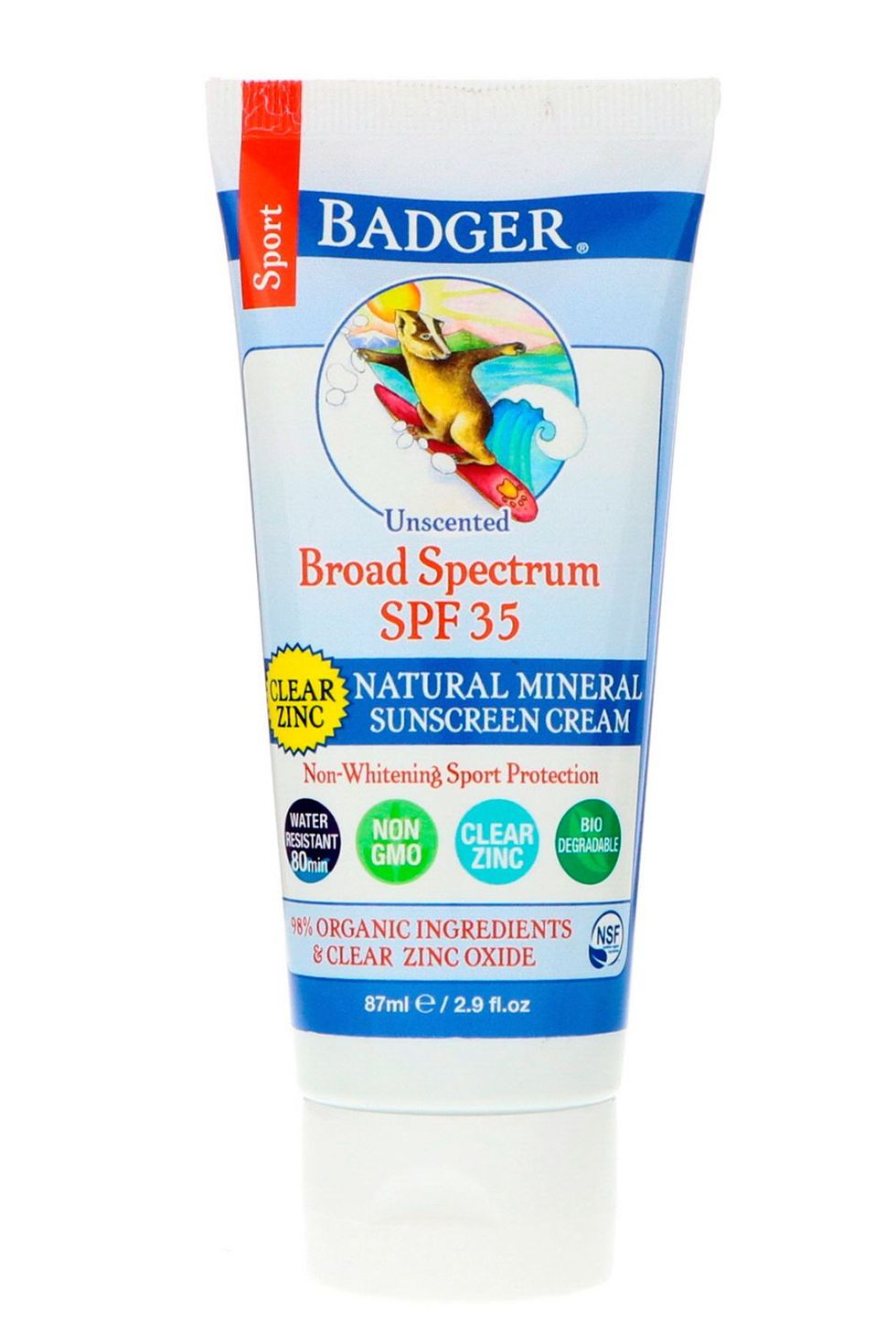 Badger Sport Natural Mineral Sunscreen Cream SPF 35