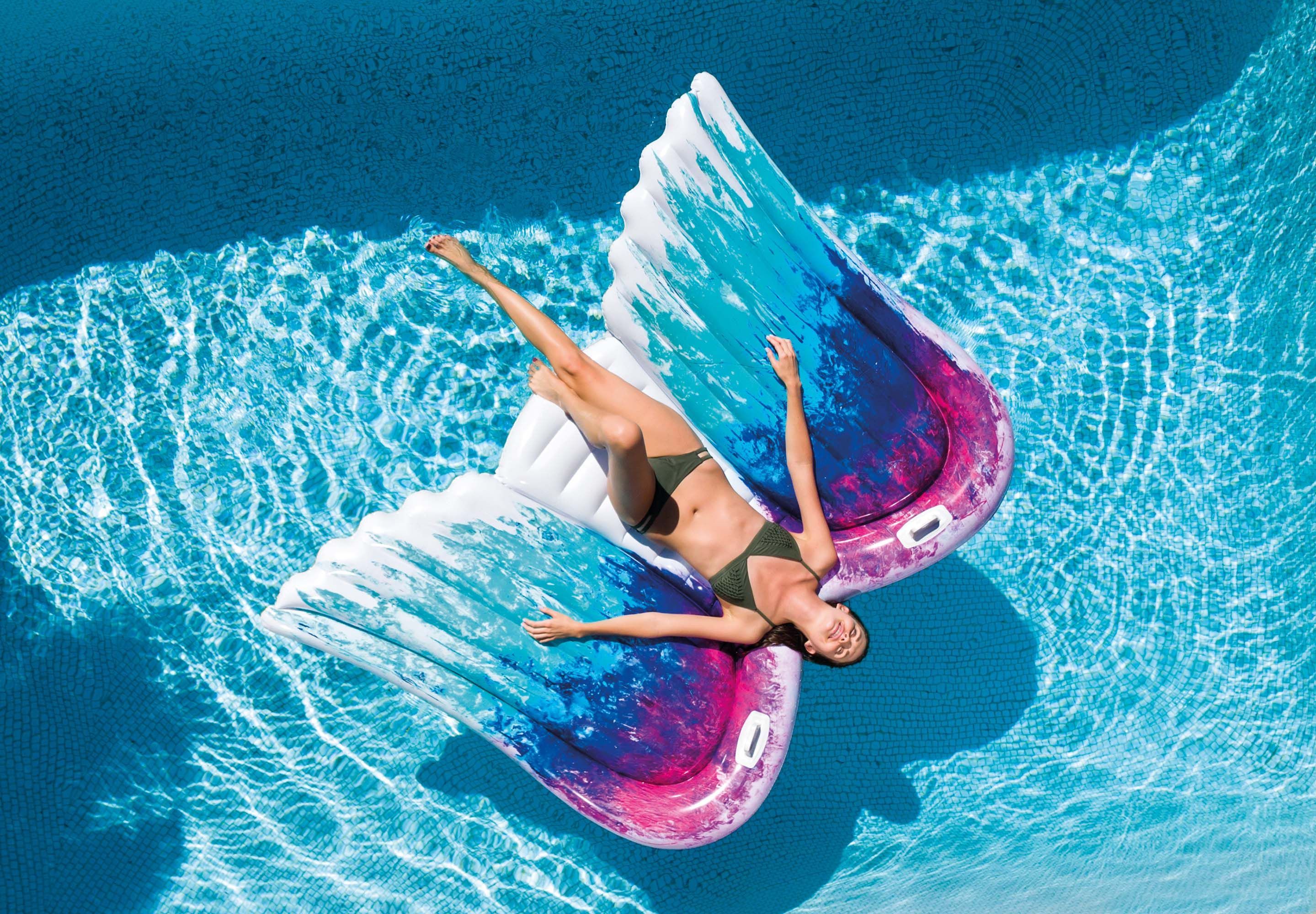 Fun Pool Float Lounge Chair with Angel Wings Pool Toys Raft floaties for Swimming Pool Party Summer Beach Lake River Floating Inflatable Pool Floats Adult Size 