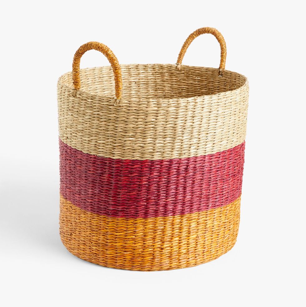 Seagrass Basket, Large, Orange/Pink