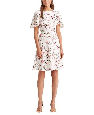 Floral Ruffle-Sleeve Dress