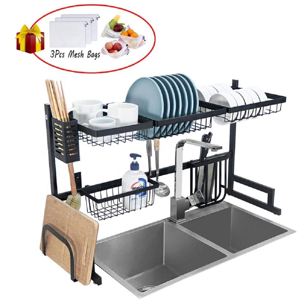 Madala Dish Rack for Kitchen Counter, 2 Tier Dish Rack and Dish Drainer for Kitchen  Organizer, Detachable Dish Drying Rack Dish Dryer with Cup Rack and Utensil  Holder, Large Capacity, Black 