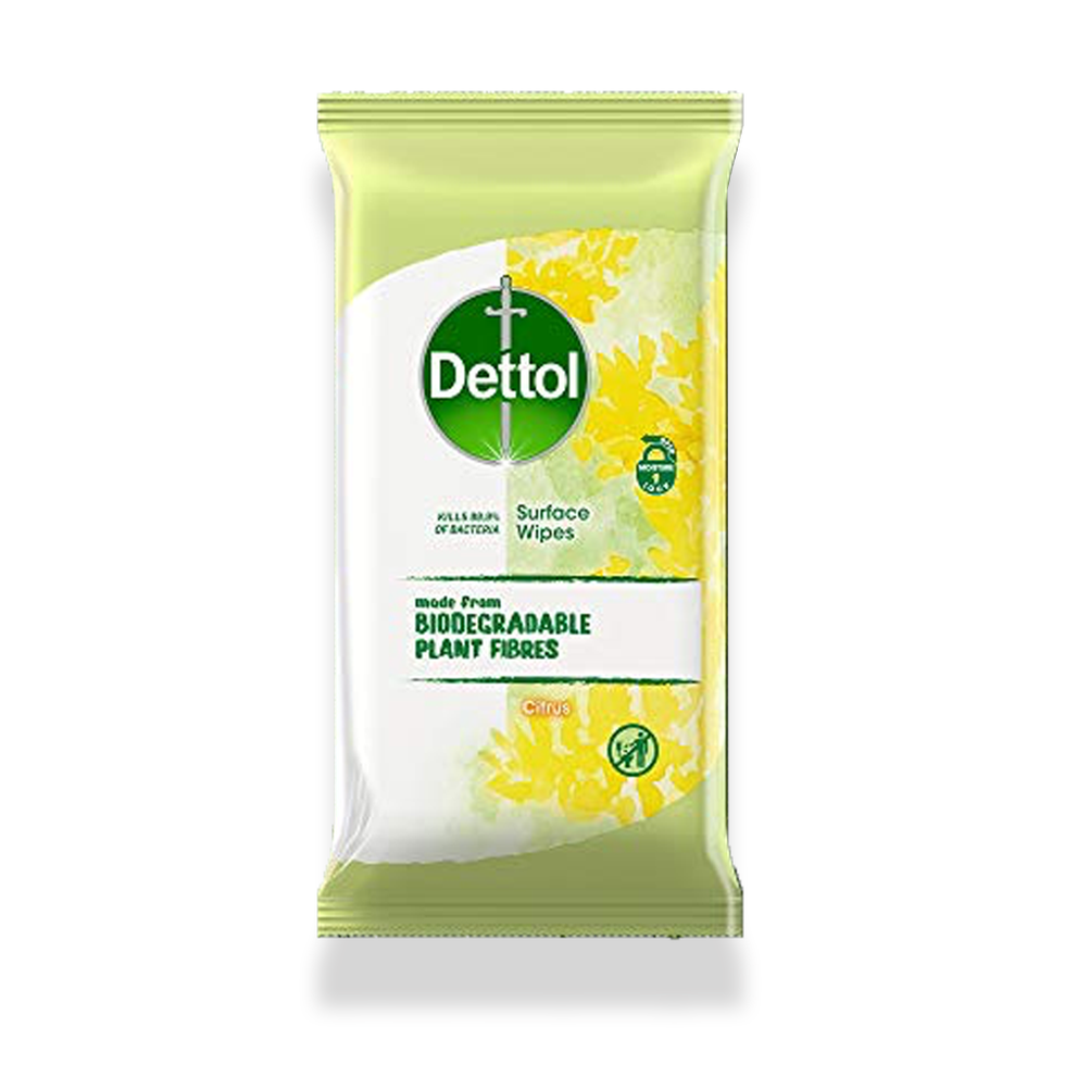 Dettol Wipes Biodegradable Citrus Antibacterial Multi Surface Cleaning, 5 Packs of 80 Total 400 Wipes