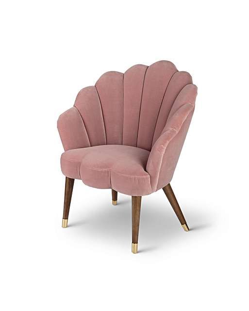 Flora Scalloped Dusty Pink Velvet Armchair