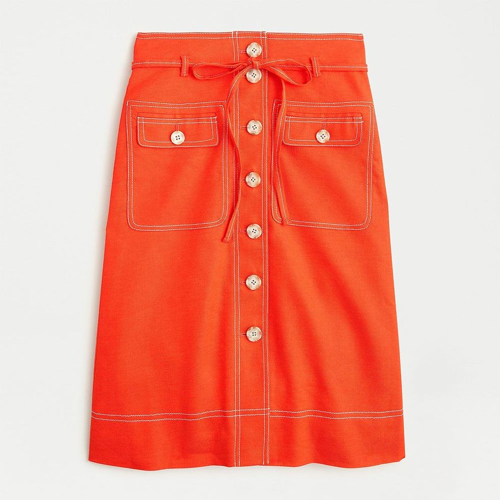 Button-up Skirt with Removable Belt 
