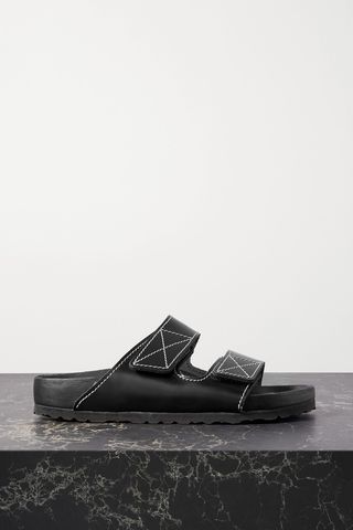 + Birkenstock Arizona topstitched glossed-leather sandals