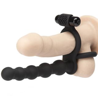 Double Fun Vibrating Beaded Double Penetration Strap-On