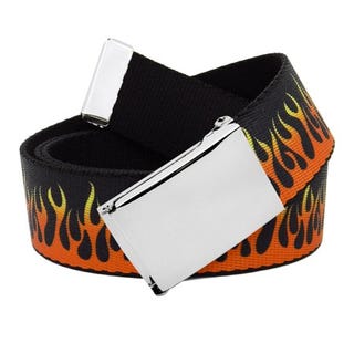 Canvas Web Belt With Flames