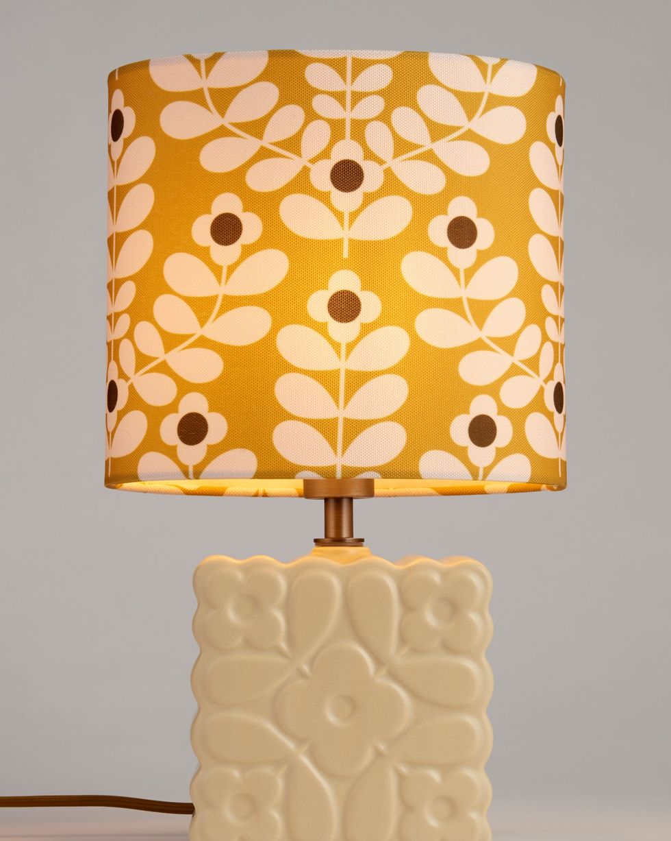 Orla Kiely Juniper Stem Ceramic Table Lamp, Yellow