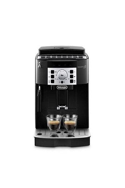 DeLonghi bean to cup coffee machine dispensing fresh coffee in to