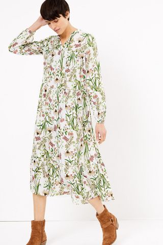 Floral Print Relaxed Midi Dress 