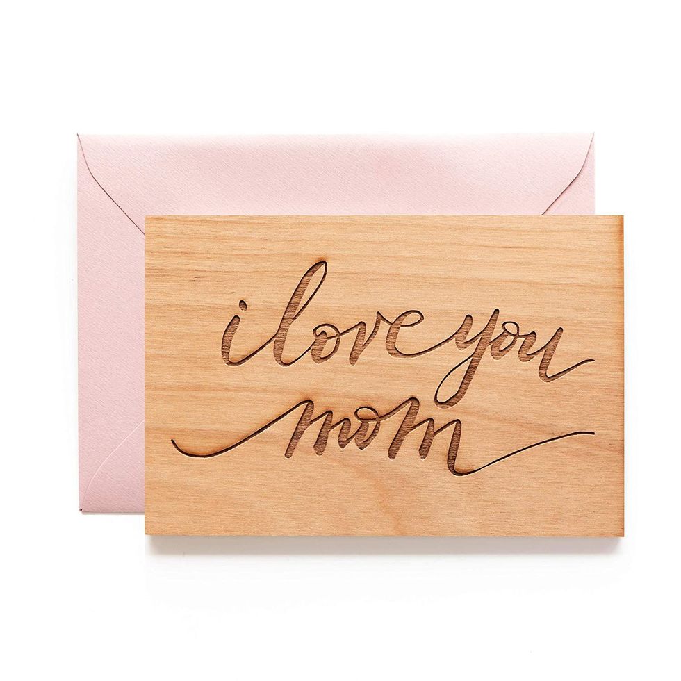 I Love You Mom Laser Cut Wood Mother's Day Card