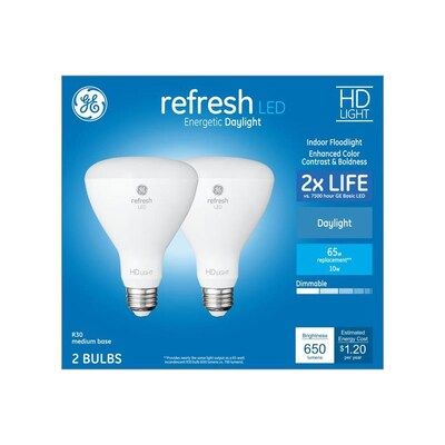 GE Refresh 65-Watt EQ LED Br30 Daylight Dimmable Flood Light Bulb (2-Pack)