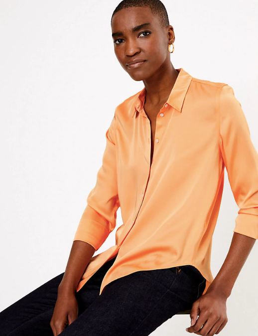 Orange satin blouse online