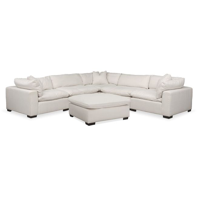 Plush 5-Piece Sectional with Ottoman