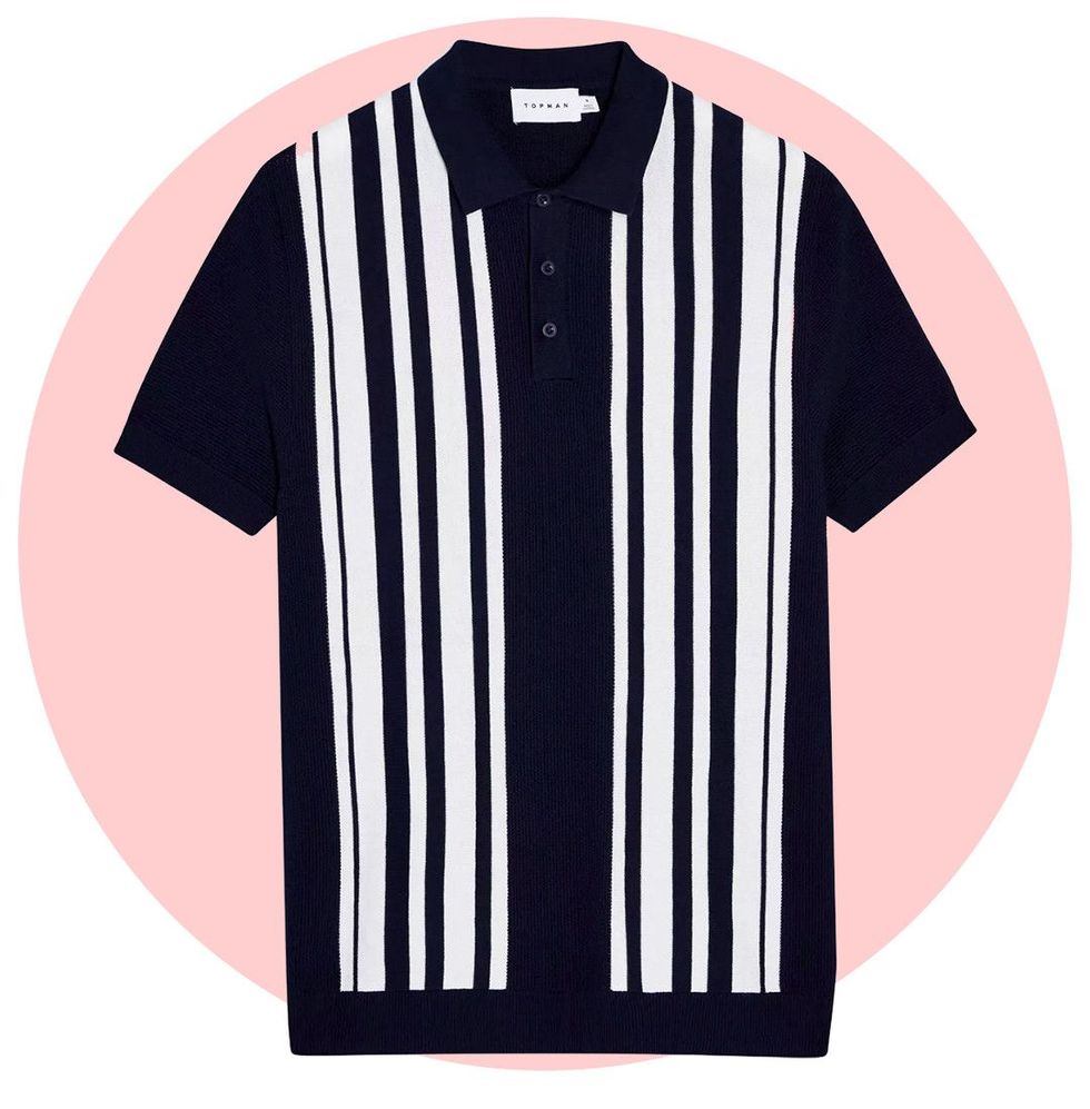 Navy Stripe Knitted Polo