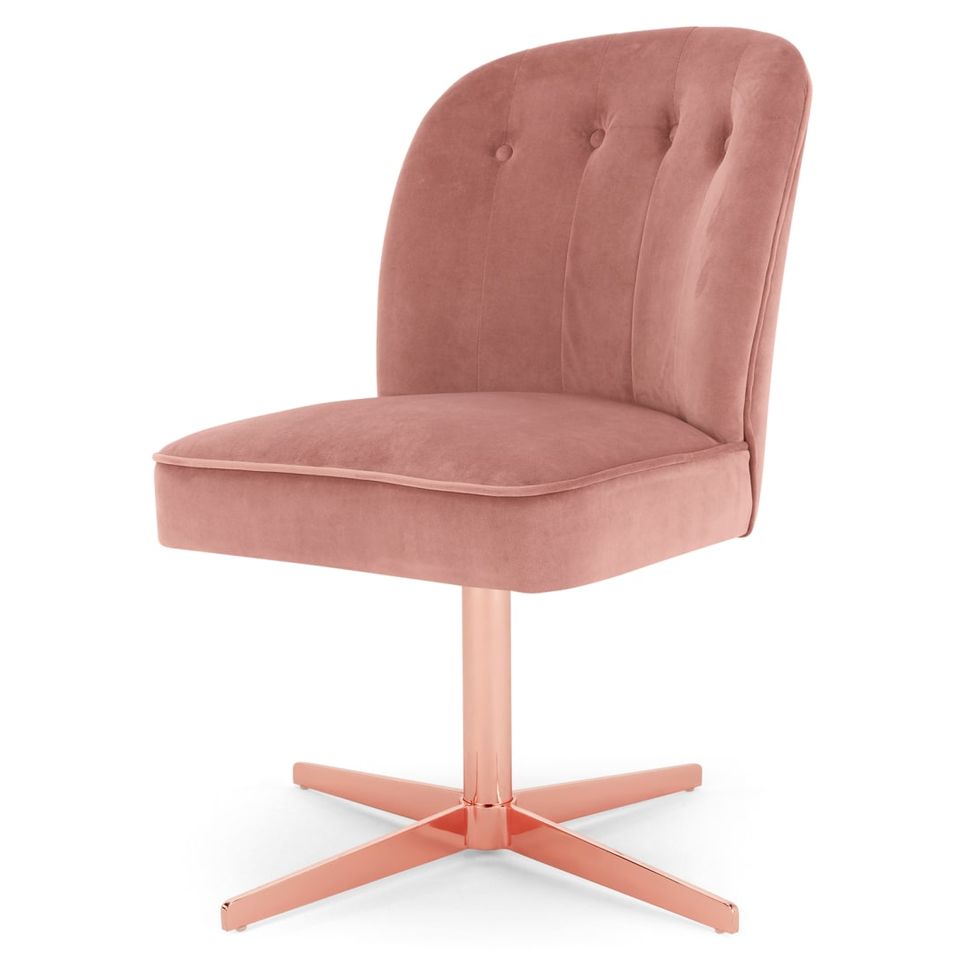 Margot Office Chair, Blush Pink Velvet and Copper