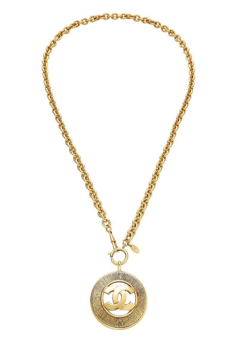 Chanel Chanel Vintage Gold Tone CC Logo Pendant Chain Necklace
