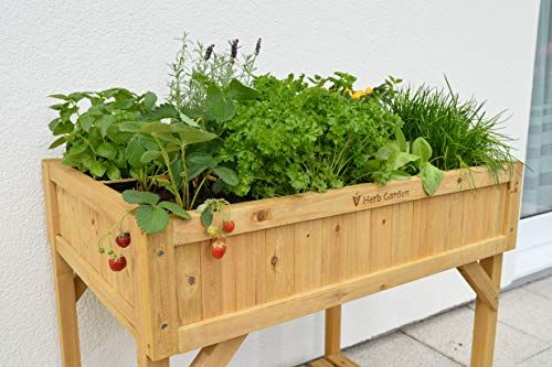 Kinsunny 3-Tier Elevated Planter Wooden Raised Bed Patio Outdoor Garden Box Kit Grow Flower Vegetables Herbs 