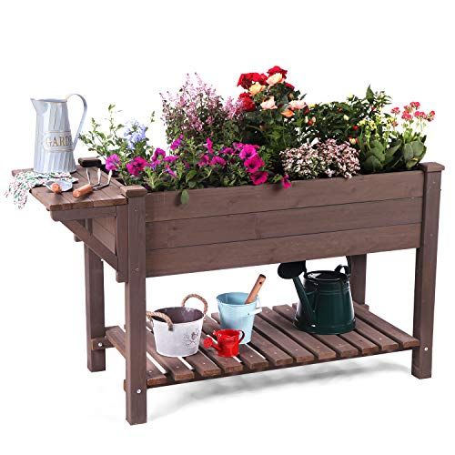 Patio Elevated Flower Planter With Storage