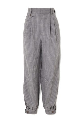 Leather-Trimmed Tapered Pants