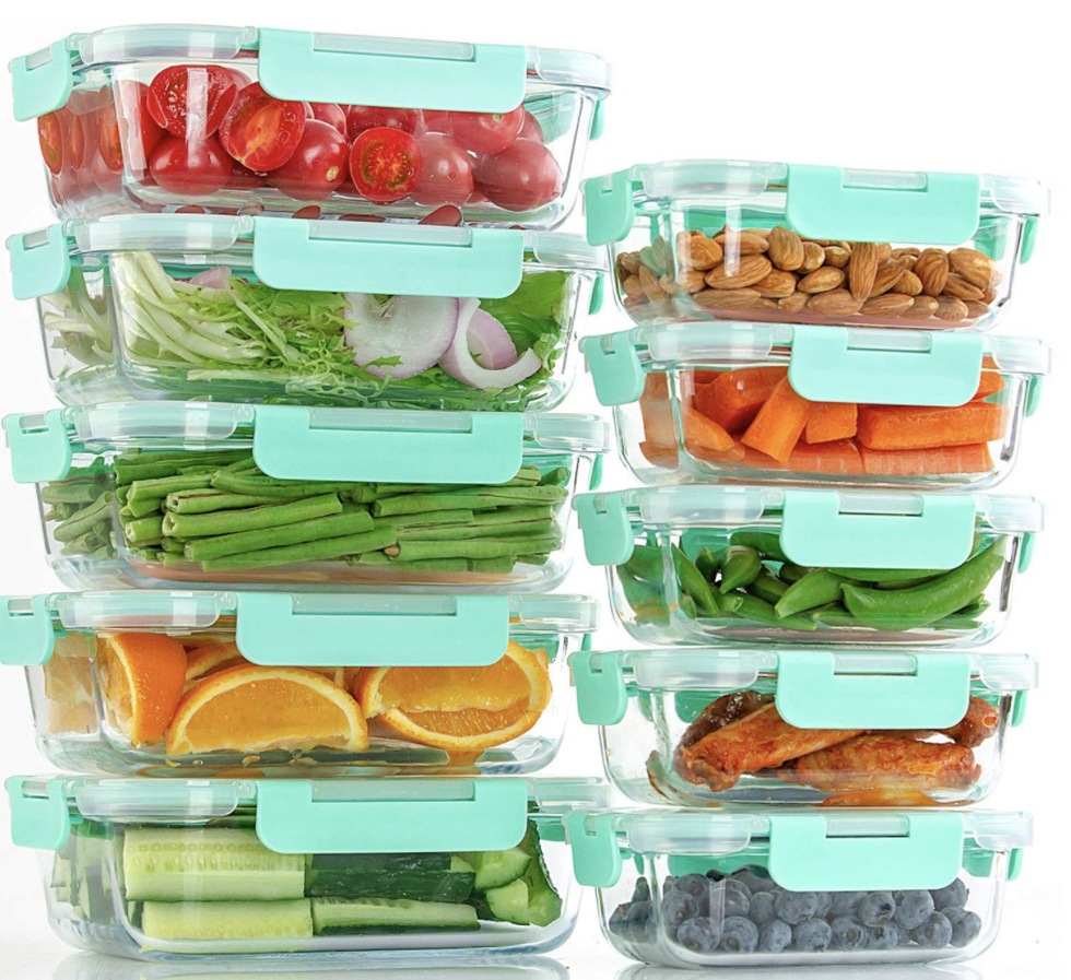  C CREST Glass Meal Prep Containers 2 Compartment Set