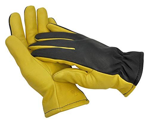 Town & Country General Purpose Leather Gardening Gloves Large Mens Yellow Black 