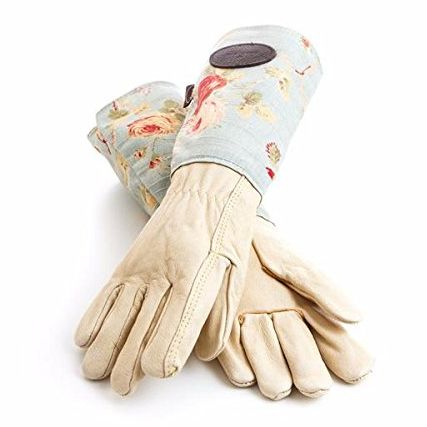 Floral English Leather & Linen Gardening Gloves