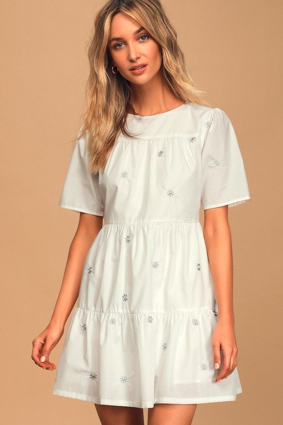all white casual dress