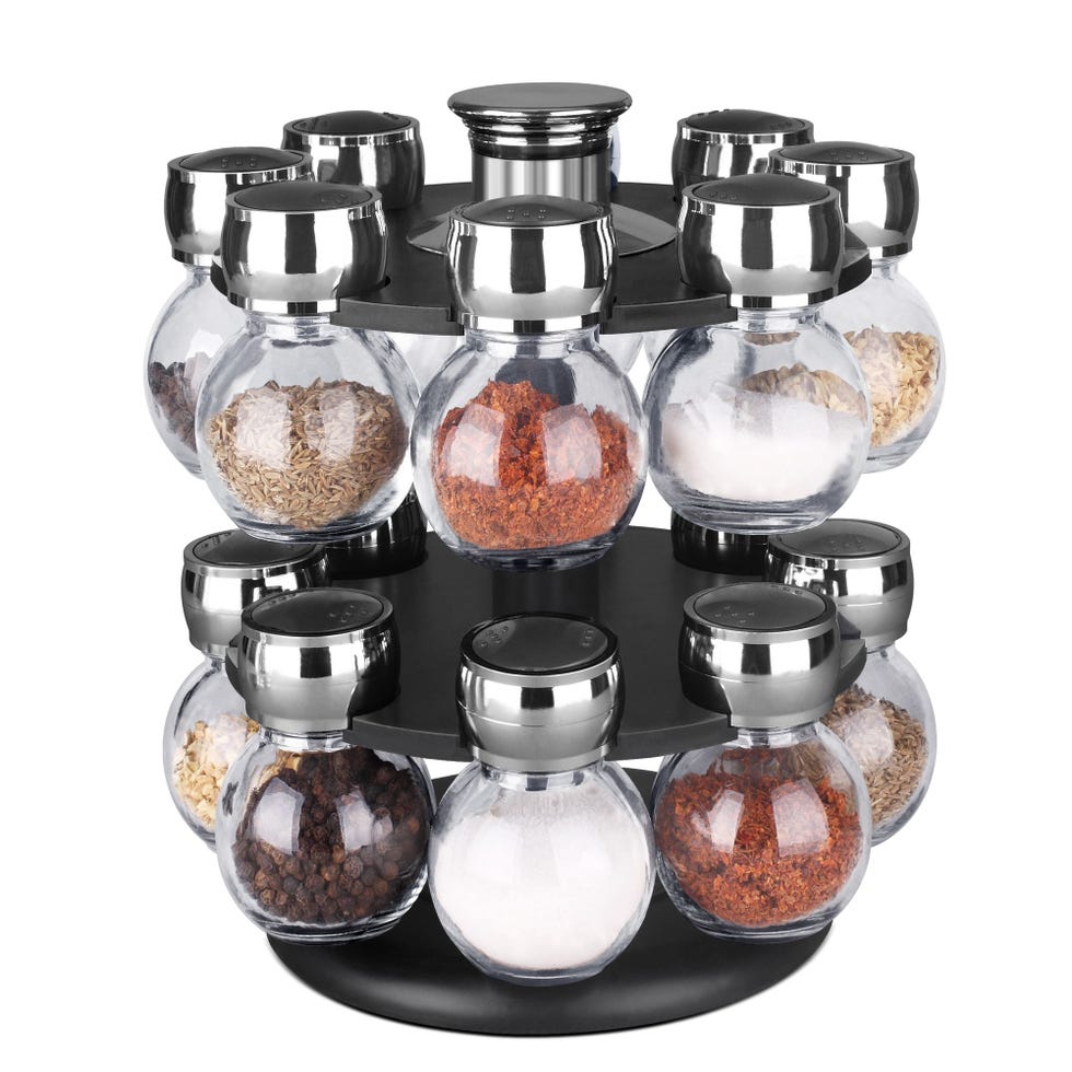 Kamenstein 16-Jar Revolving Spice Rack with Spices 