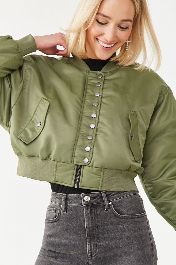 Black Button Up Flap Pocket Puff Sleeve Ruched Crop Denim Jacket Ladies Women
