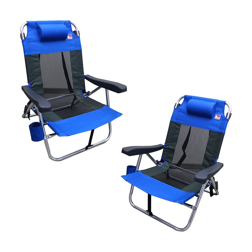 outdoor spectator multiposition backpack beach chairs set of two