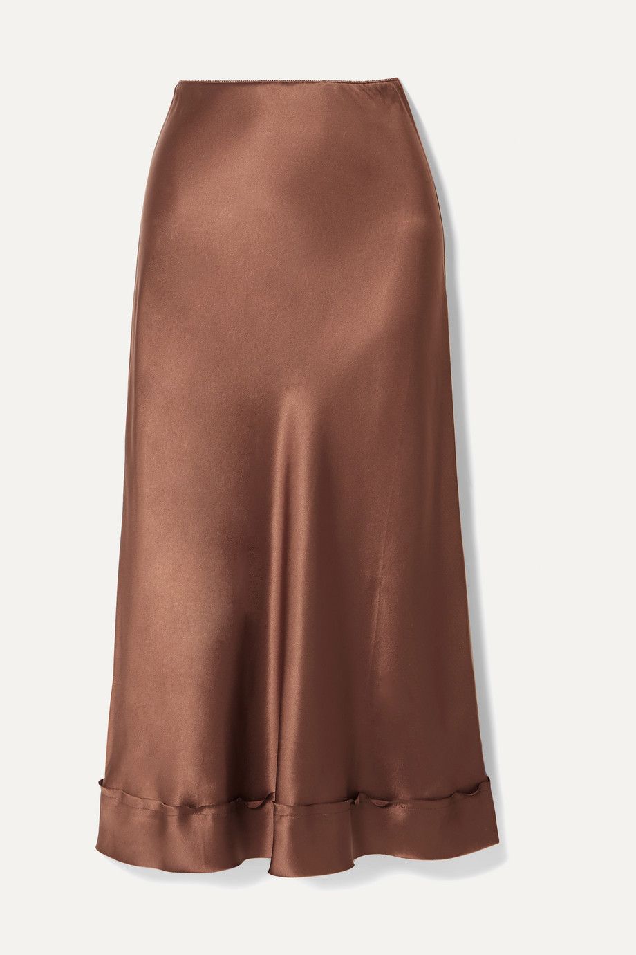 Stella Picot-Trimmed Silk-Satin Midi Skirt