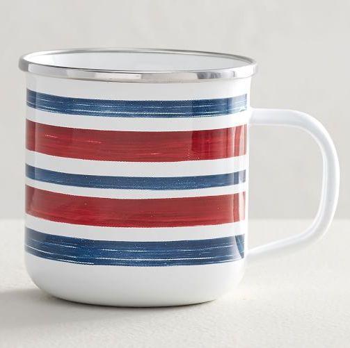 Americana Watercolor Striped Enamel Mug