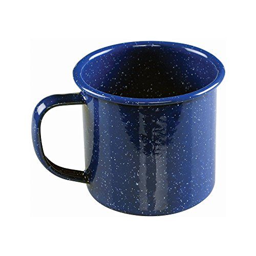 rust free 350ml enamel mug camping mug with lid blue rim