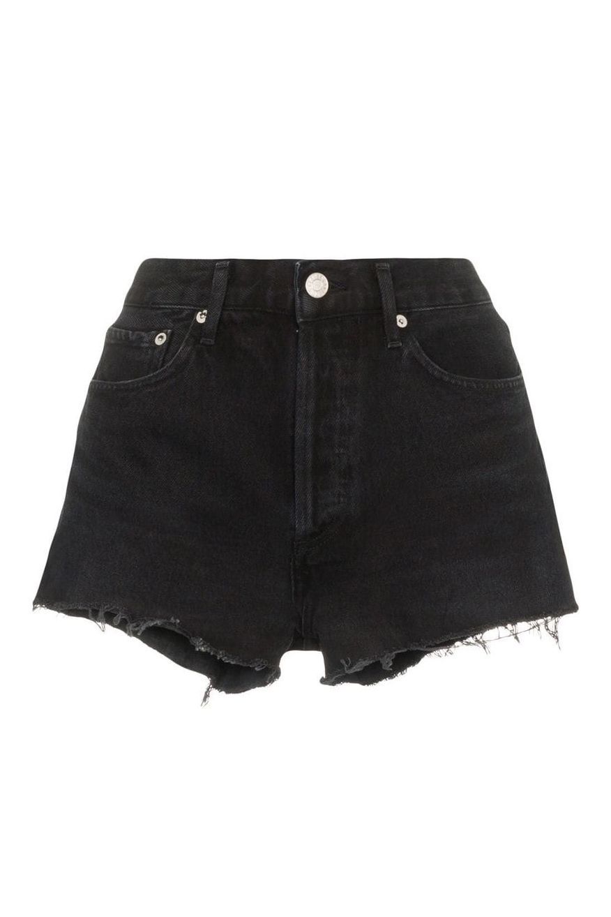 black and white jean shorts
