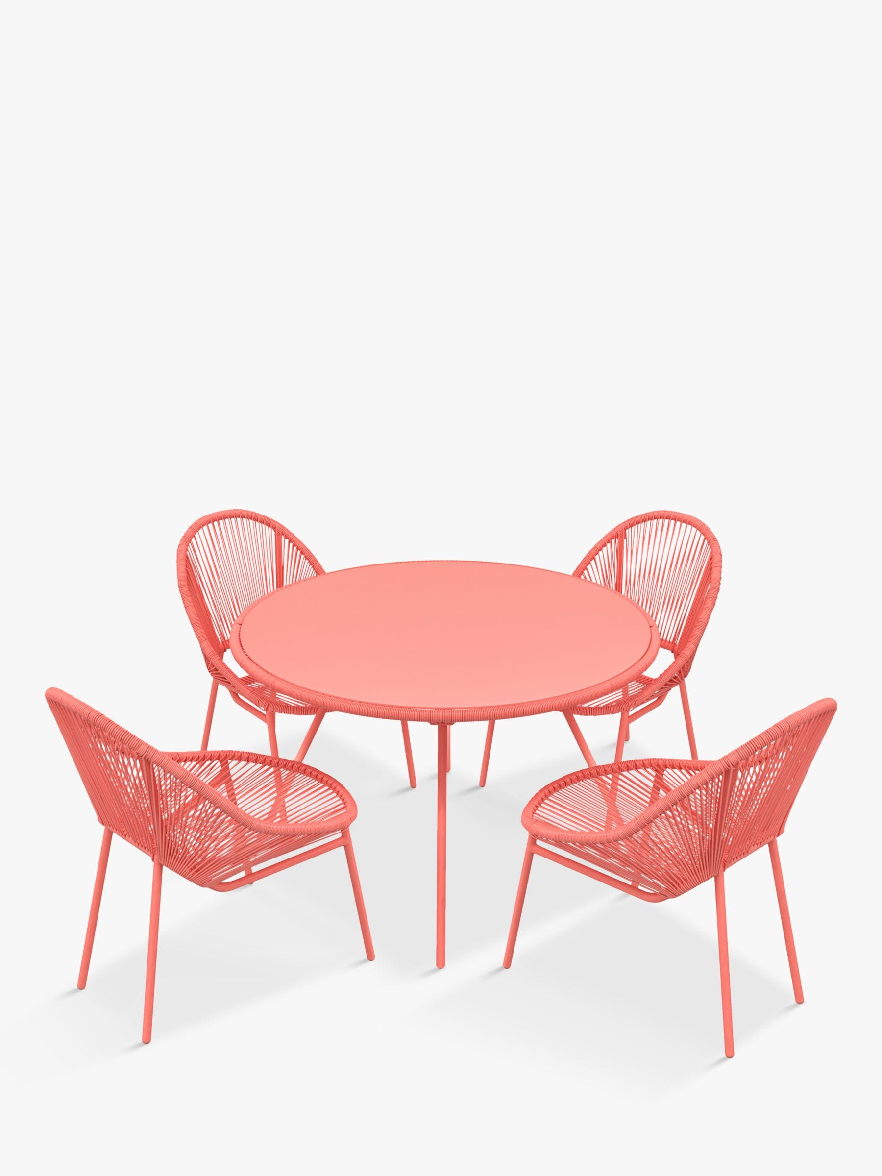 set de scaune de masă de grădină rotundă Salsa cu 4 locuri, Coral