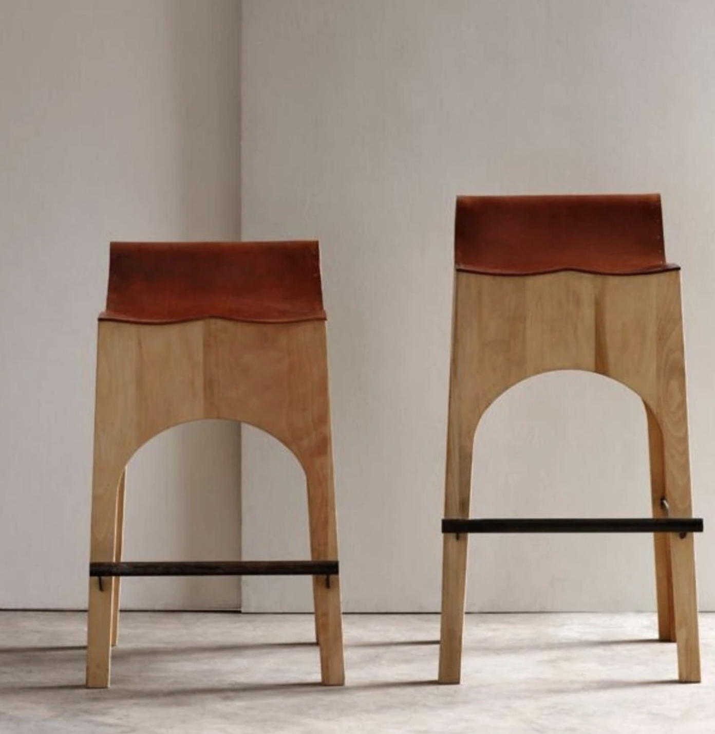Leather and Wood stools