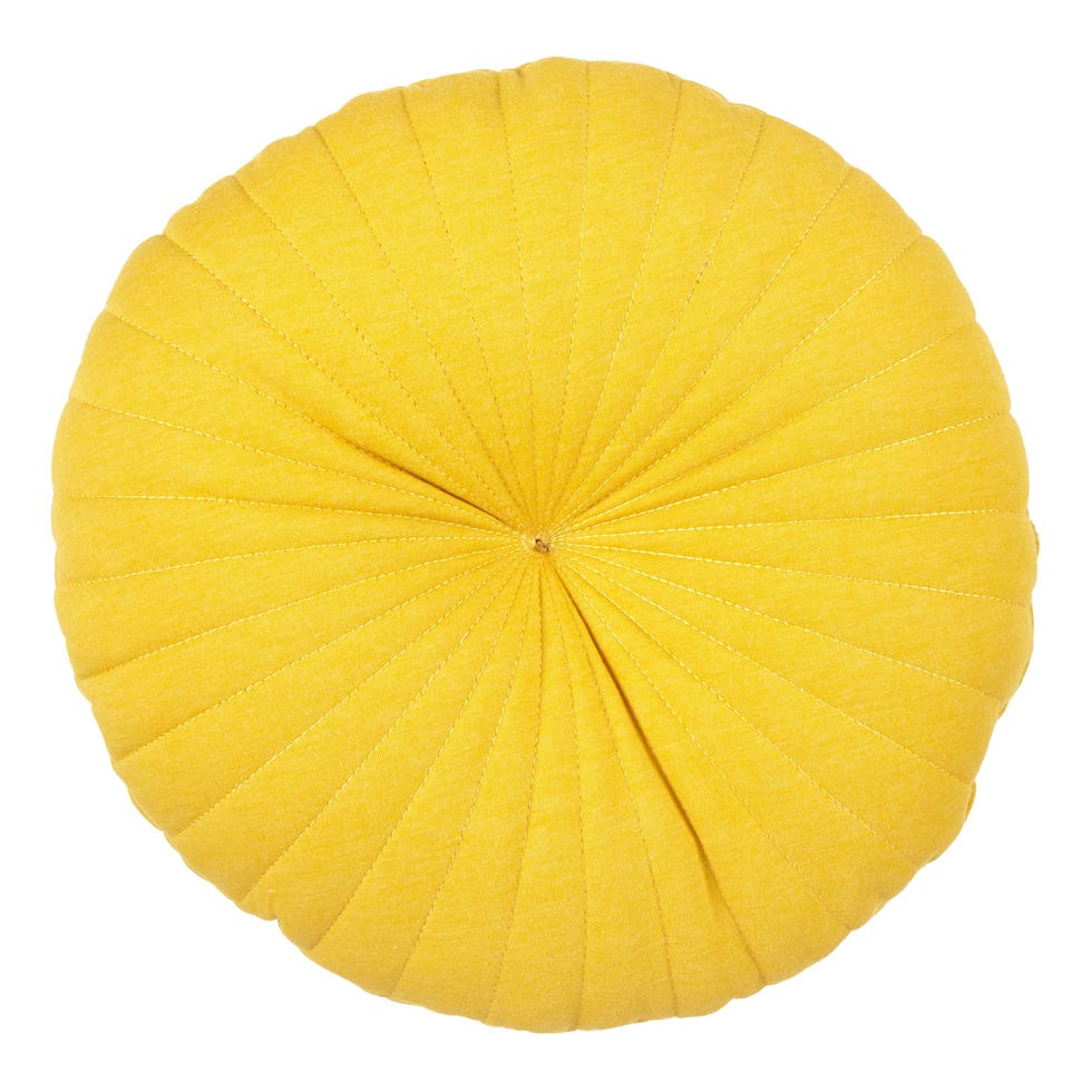 Round Jersey Cushion, Mustard Yellow