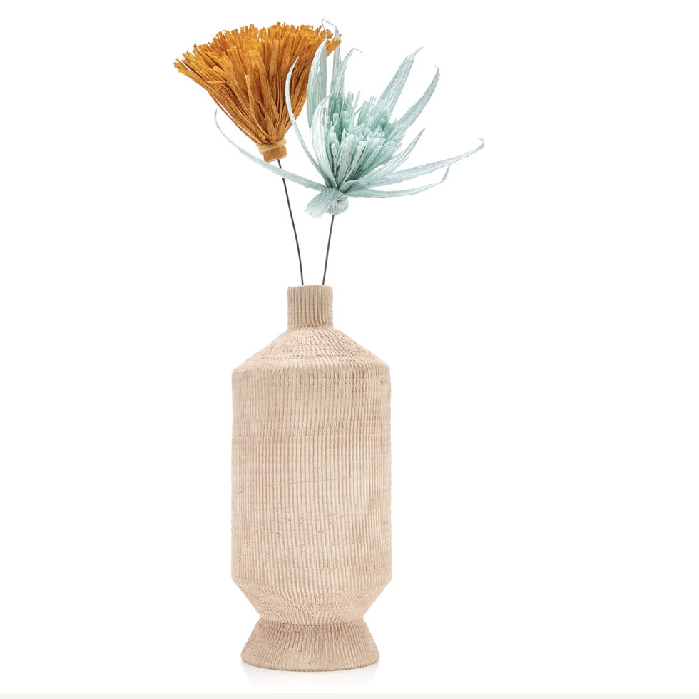 Crepe Paper and Ceramic Vase