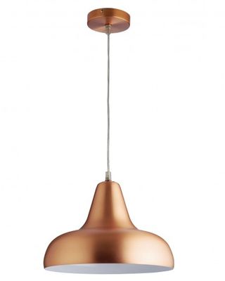 Copper Brushed Metal Ceiling Light With White Interior