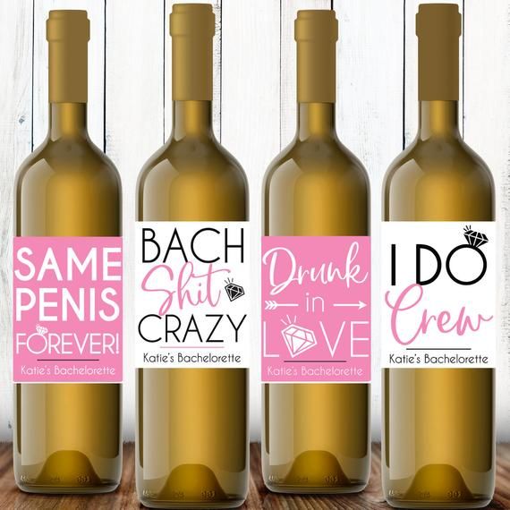 Pack of 6 Bride Tribe Personalised Wine Bottle Labels