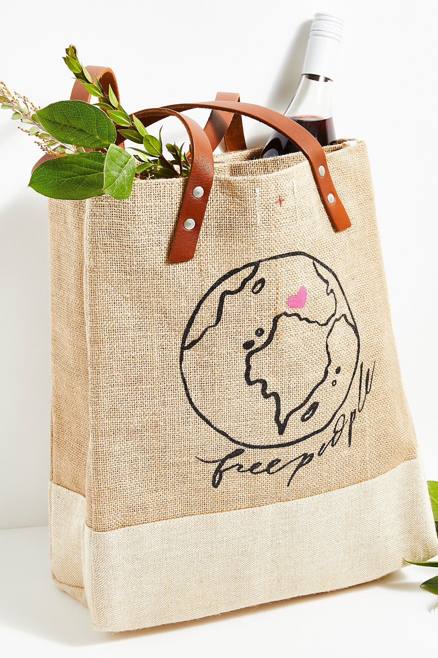 Simple tote bag farmers market bag grocery bag springtime floral