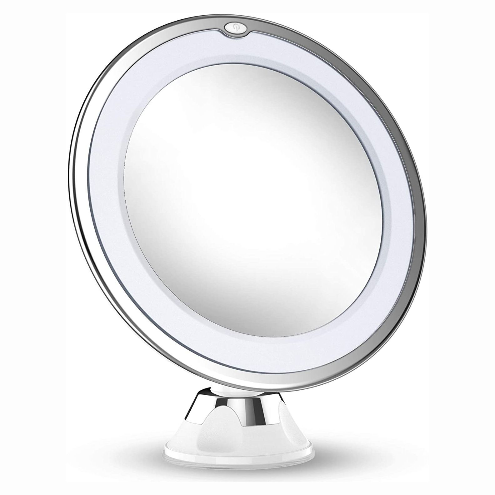 8INCH Lighted Makeup Mirror 10X Magnifying Wall Mounted Mirrors And Home Bathroom Vanity Makeup Mirror Bright Diffused Light And 360 Degree Swivel,Black,3X