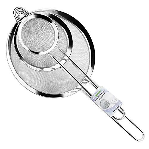 Fine Wire Mesh Kitchen Sieve Set with Rim