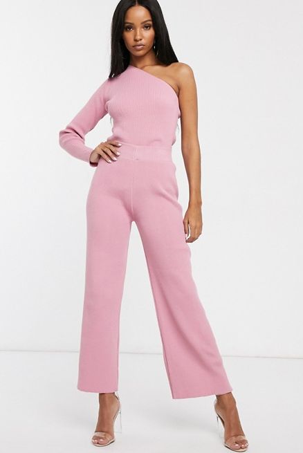 Knitted Flare Pants Two-Piece in Blush Pink